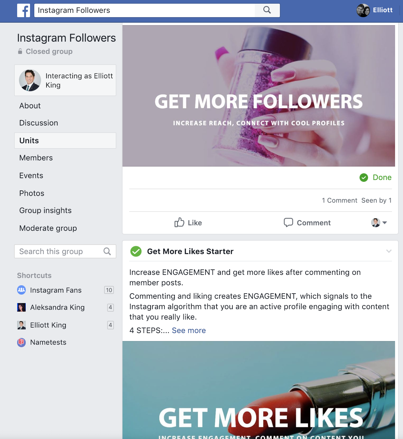 Facebook Instagram Engagement Group for getting Instagram Followers 